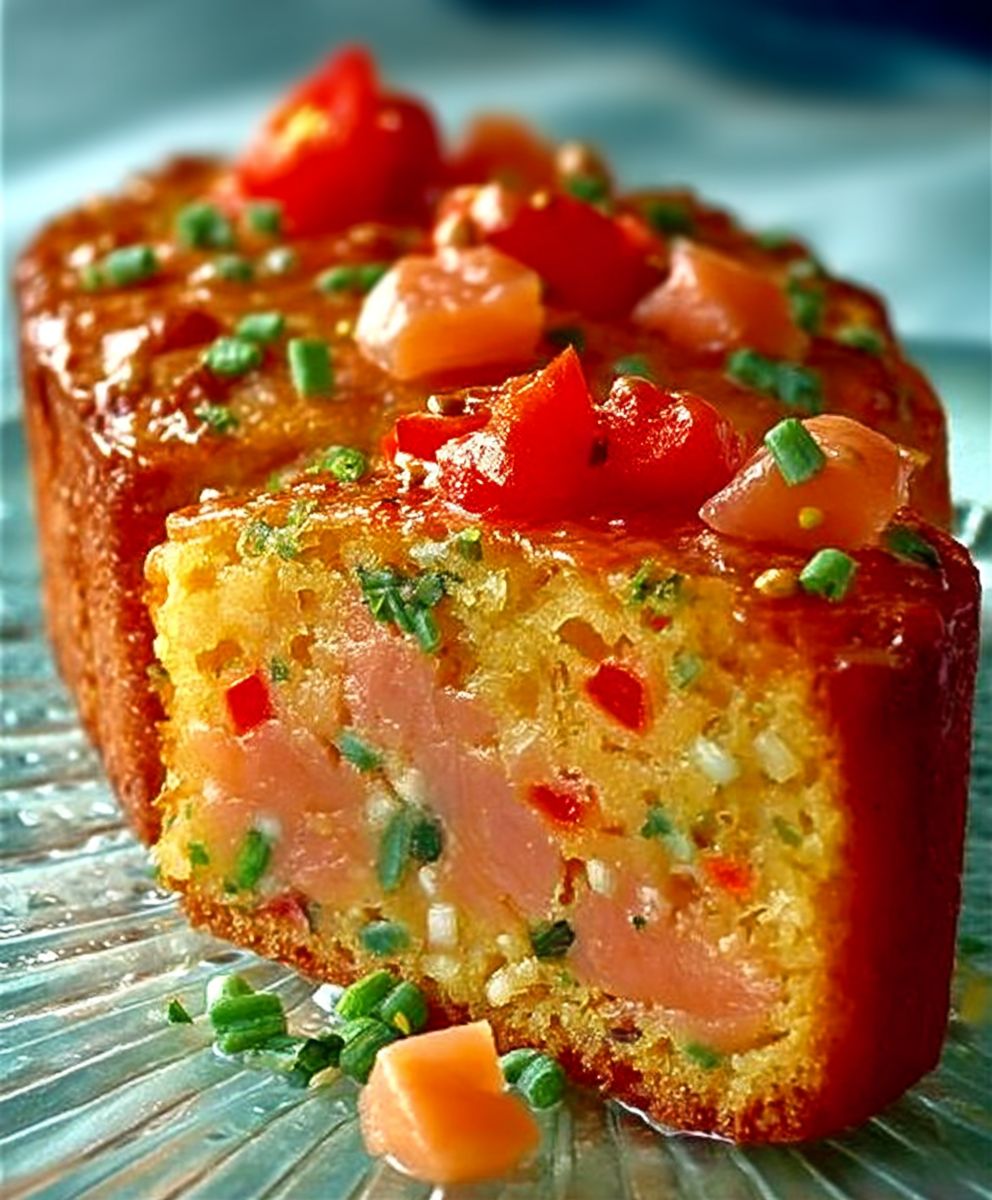Cake saumon fumé poivron rouge