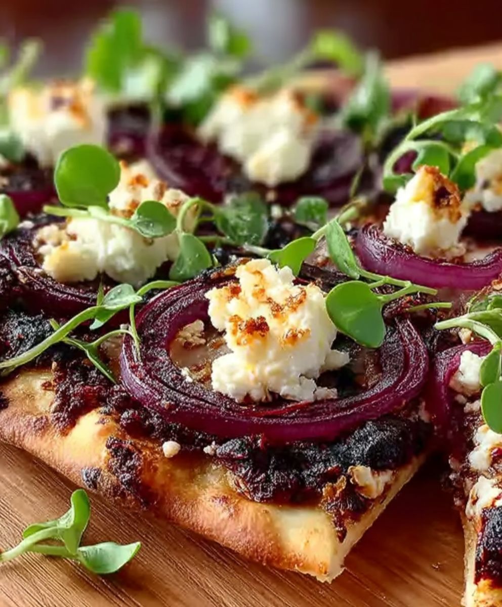 Pizza betterave feta micropousses
