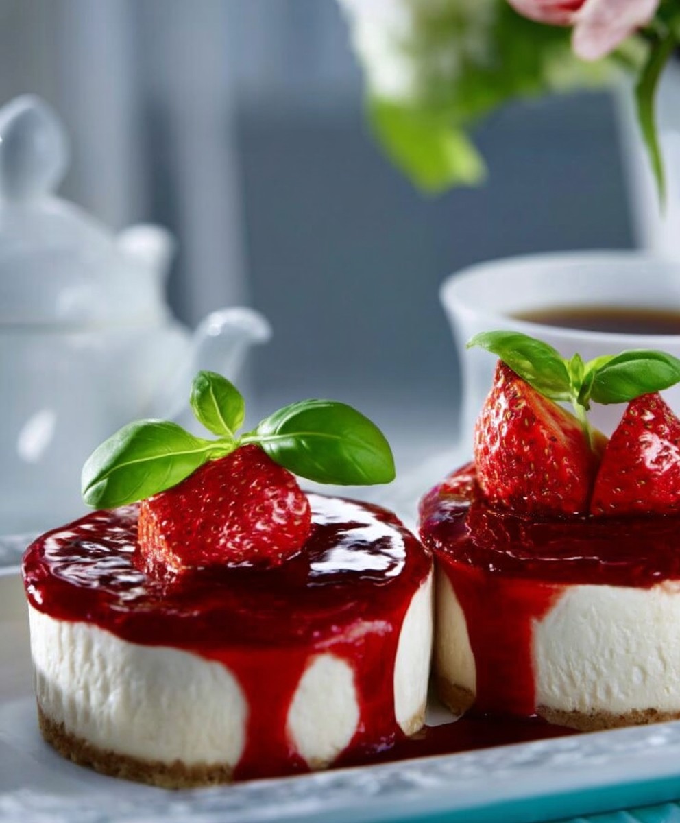 Cheesecake fraise basilic