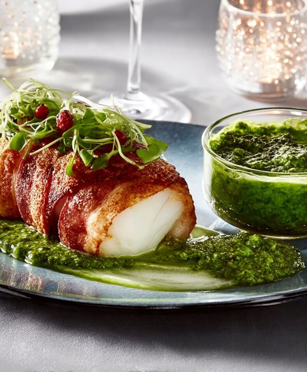Lotte croustillante pesto de cresson