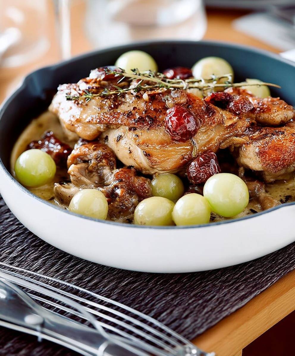 Fricassée pintade raisins blancs