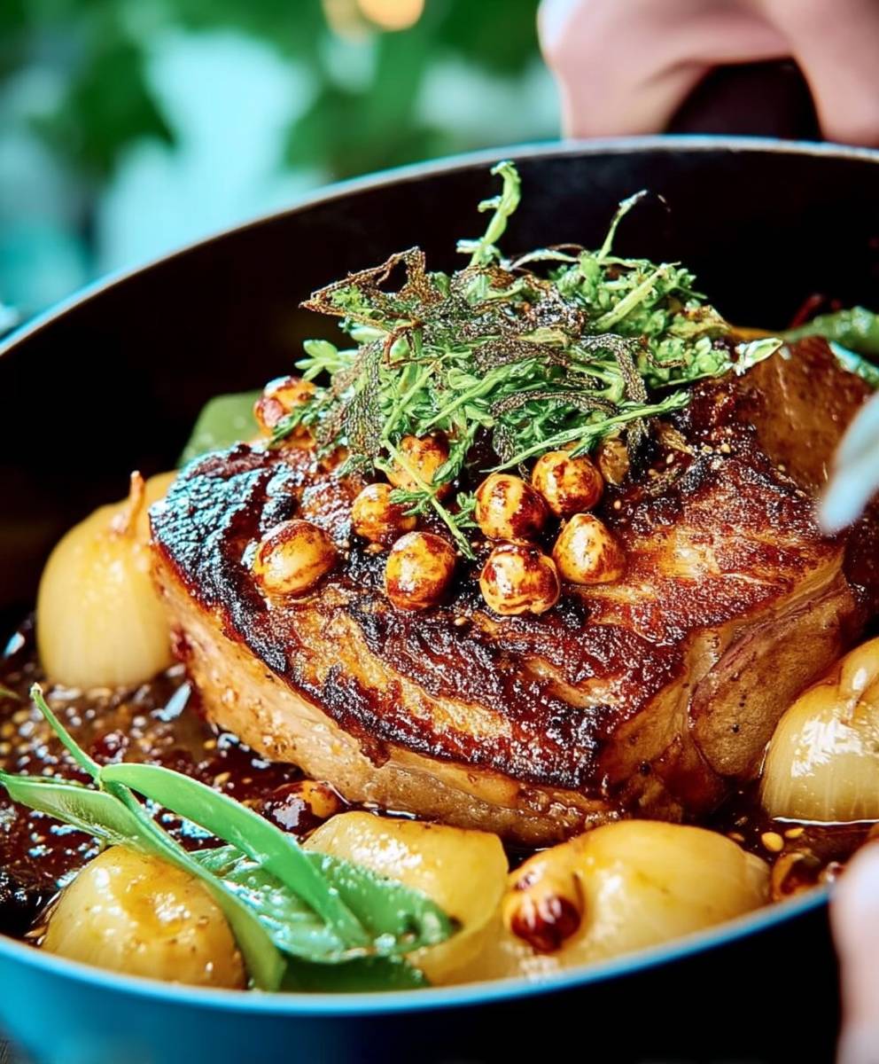 Rôti porc noisettes poires