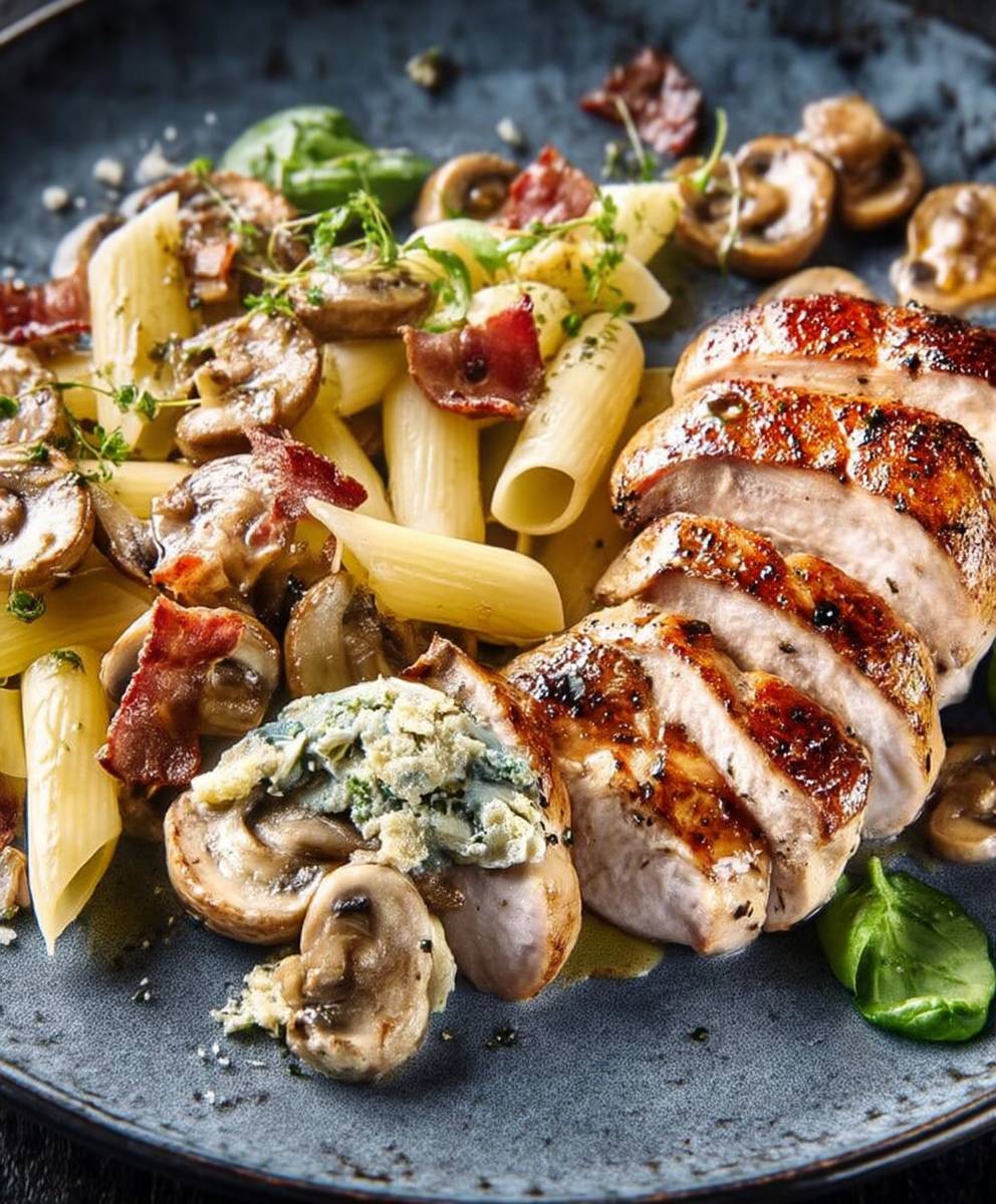 Poulet penne champignons