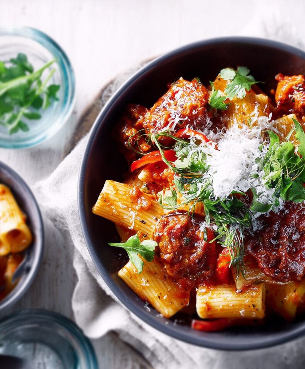 Rigatonis sauce pimentée