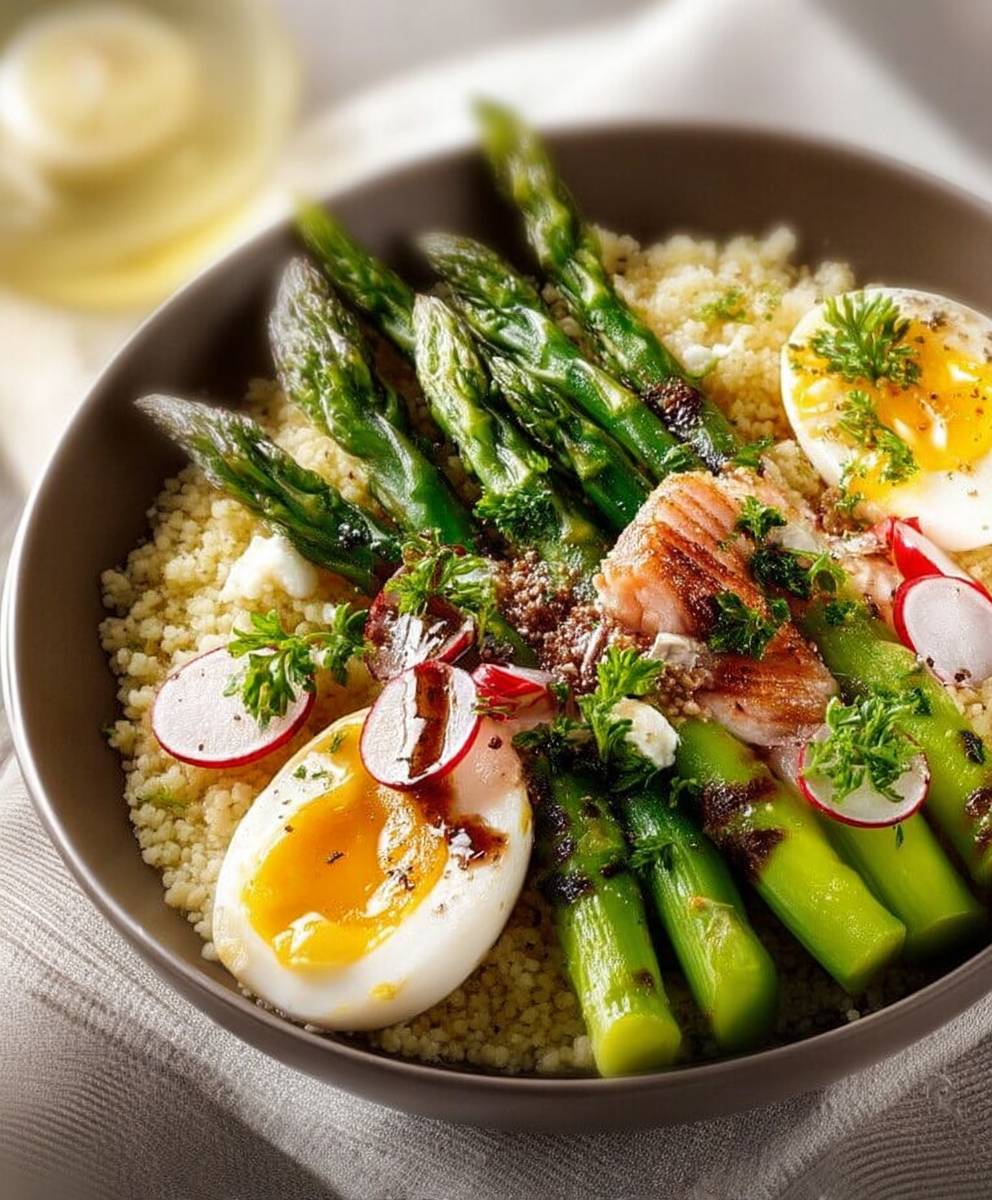 Asperges rôties boulgour