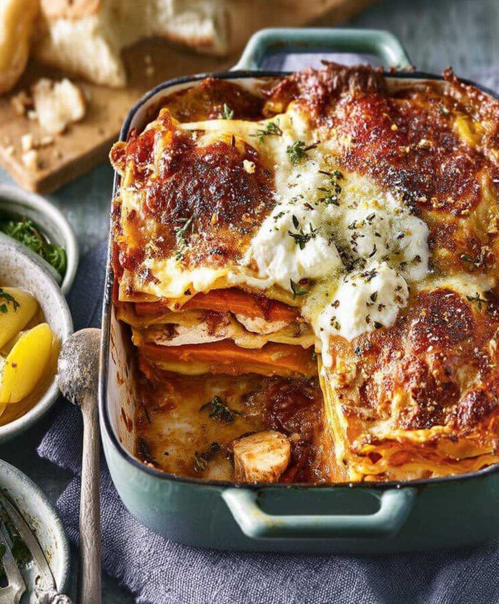 Lasagnes poulet patate douce