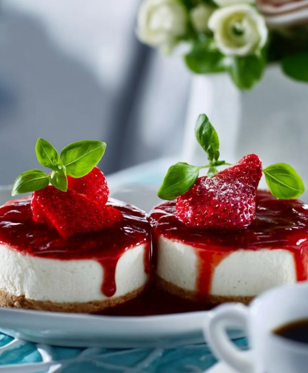 Cheesecake fraise basilic