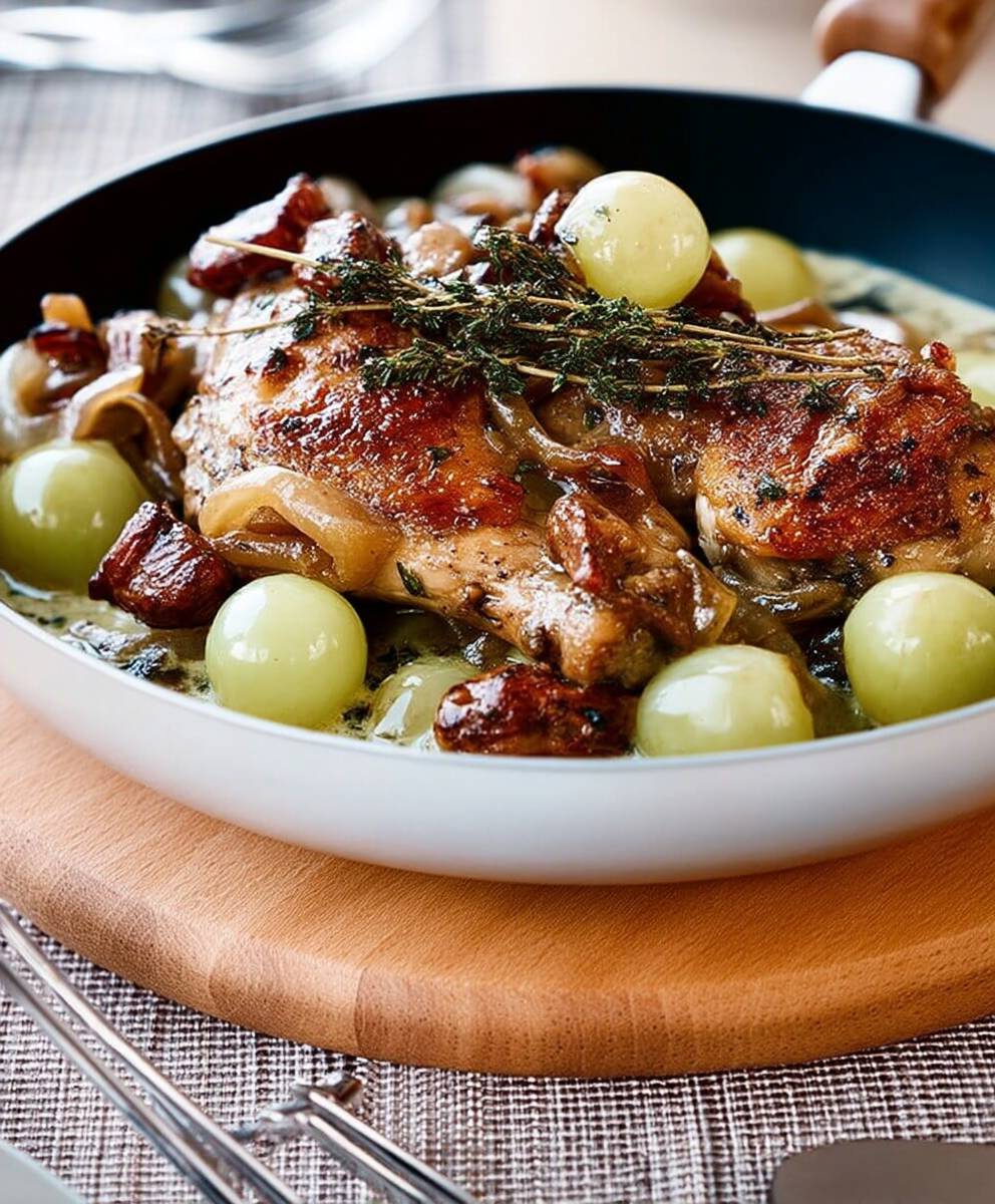 Fricassée pintade raisins blancs