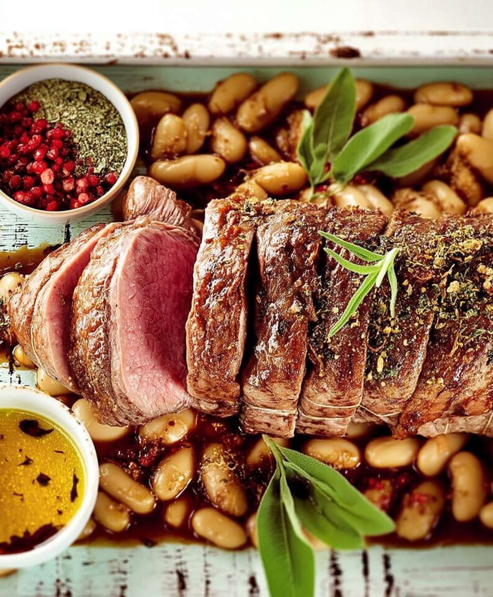 Agneau roti flageolets
