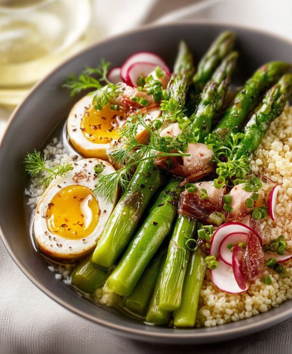 Asperges rôties boulgour
