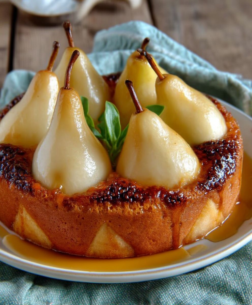 Gateau poires miel rustique