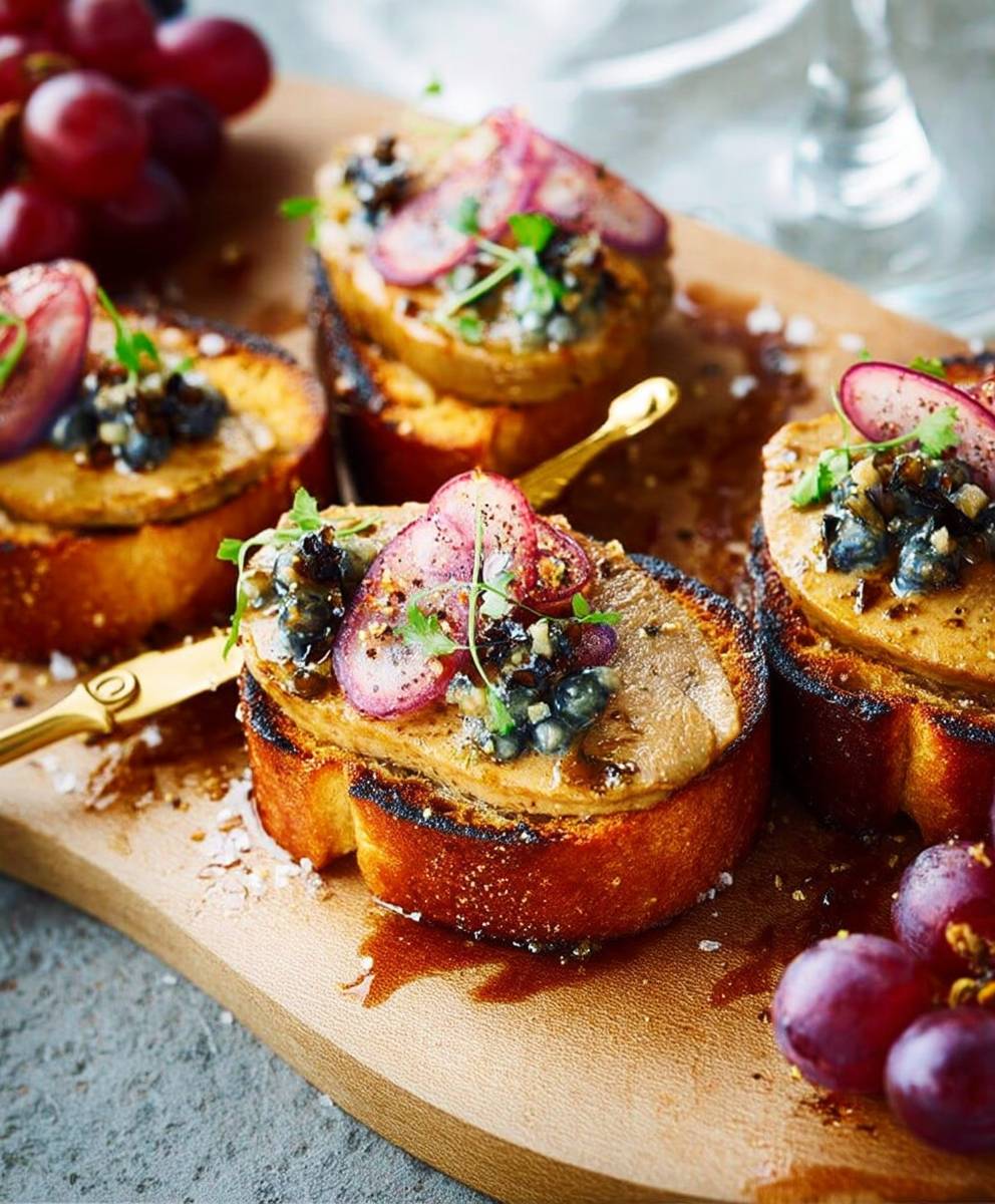 Crostinis foie gras Muscat Ventoux