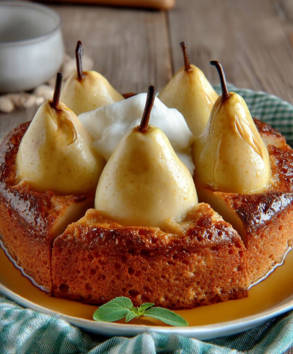 Gateau poires miel rustique