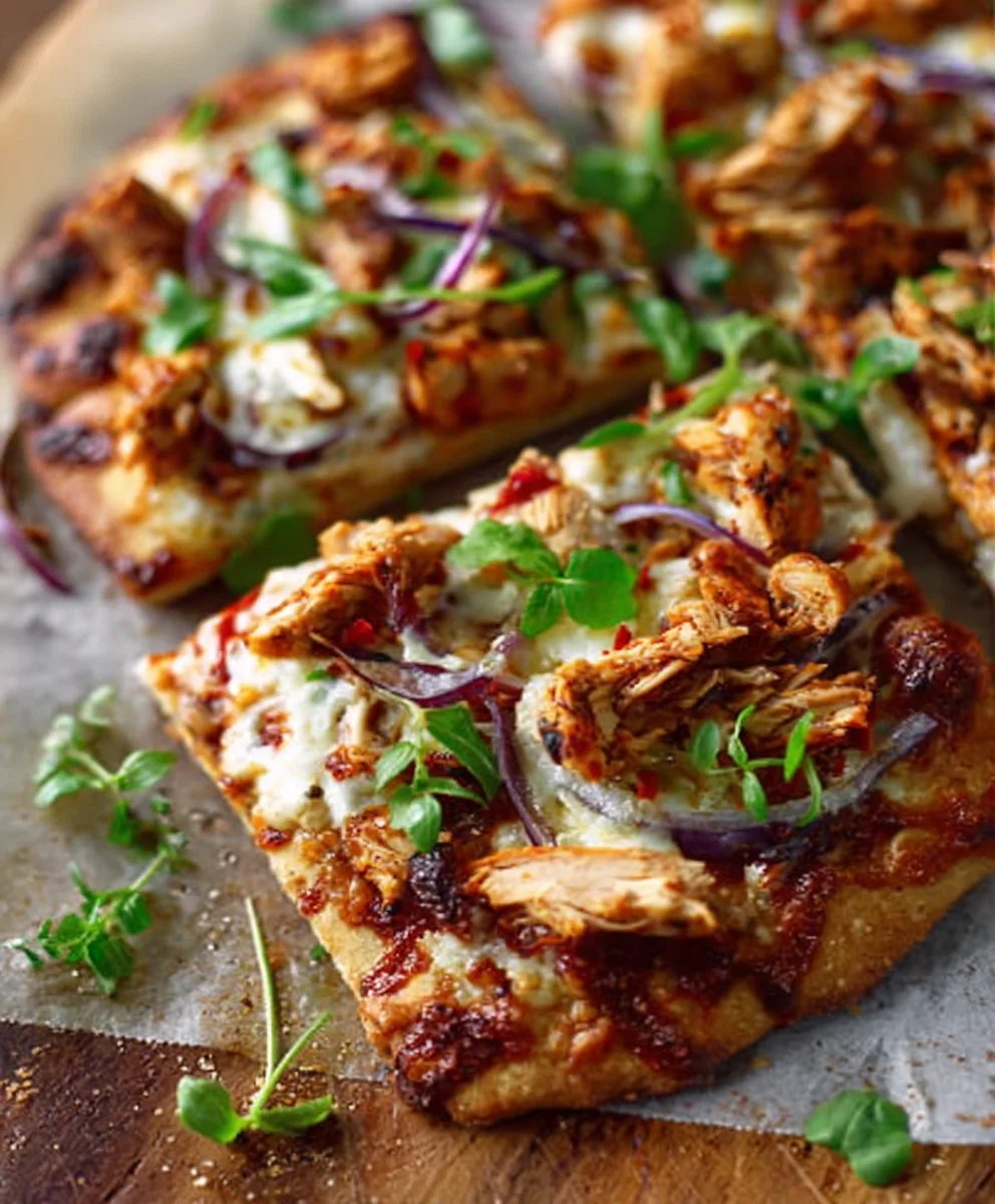 Recette facile: Pain plat Poulet BBQ fumé et gourmand