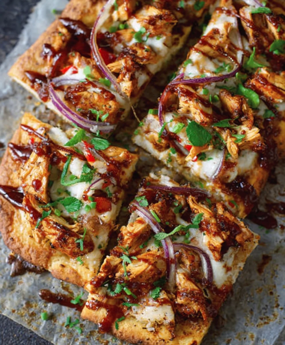 Recette facile: Pain plat Poulet BBQ fumé et gourmand