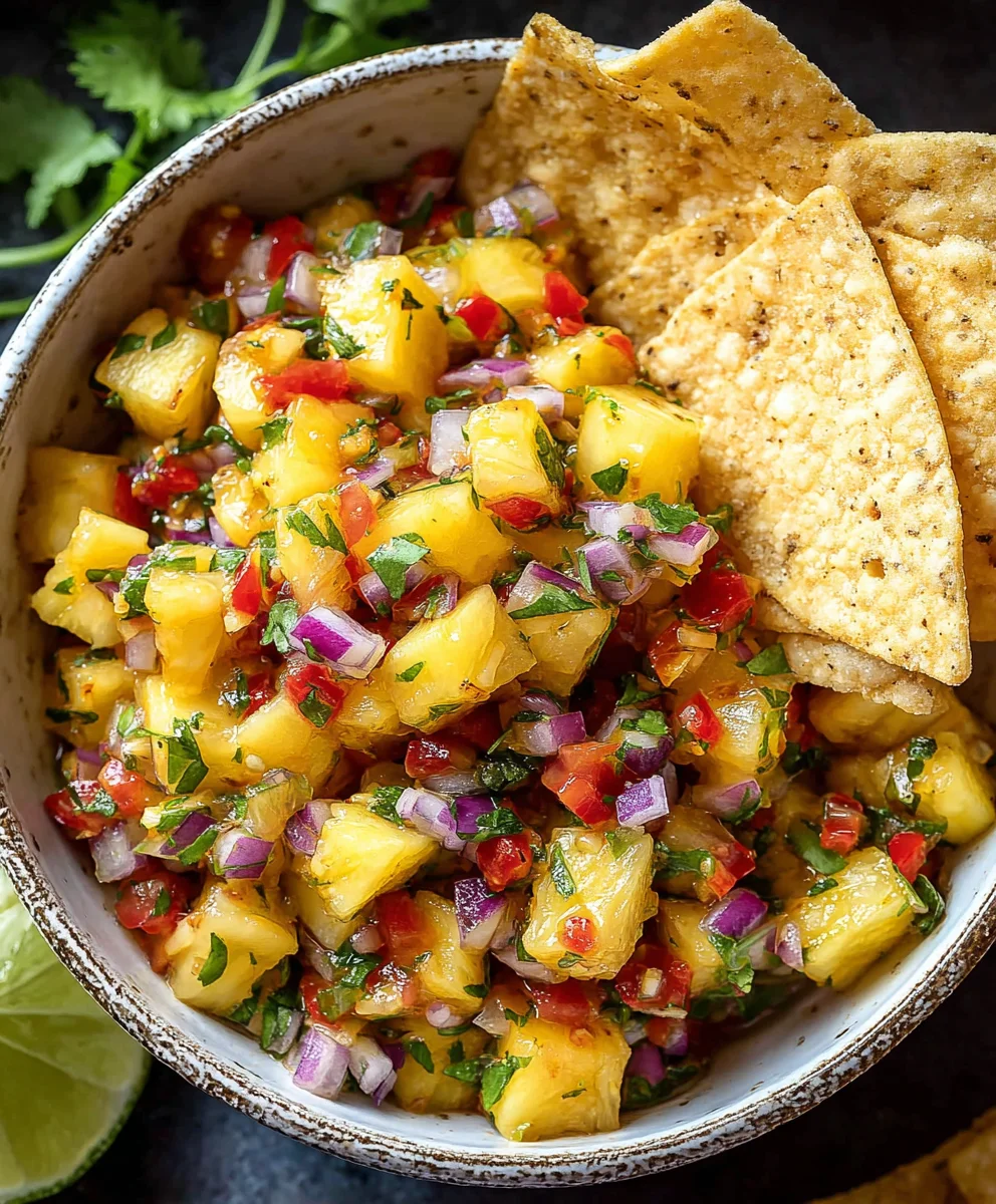 Recette de Salsa Ananas Épicée et Savoureuse avec Chips