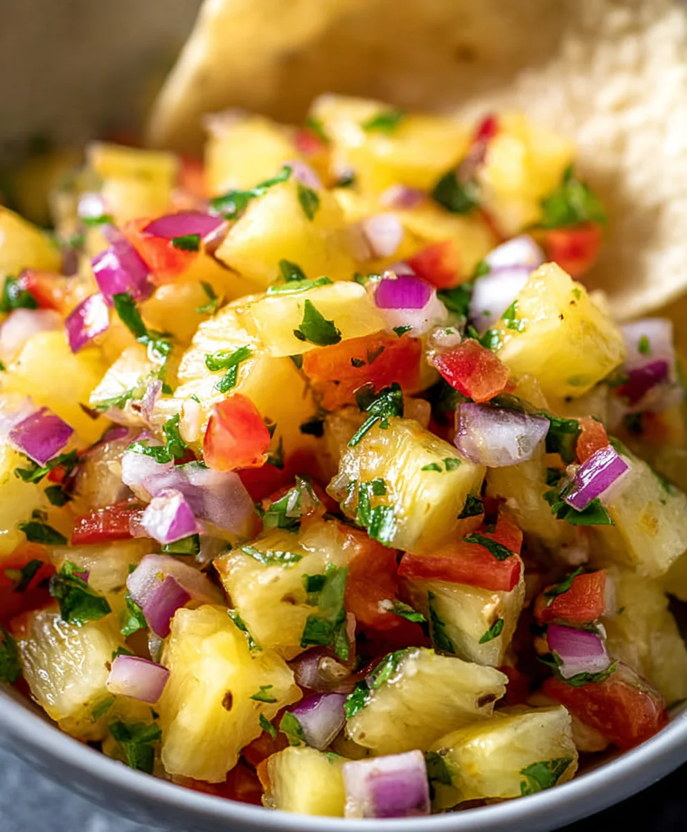 Recette de Salsa Ananas Épicée et Savoureuse avec Chips