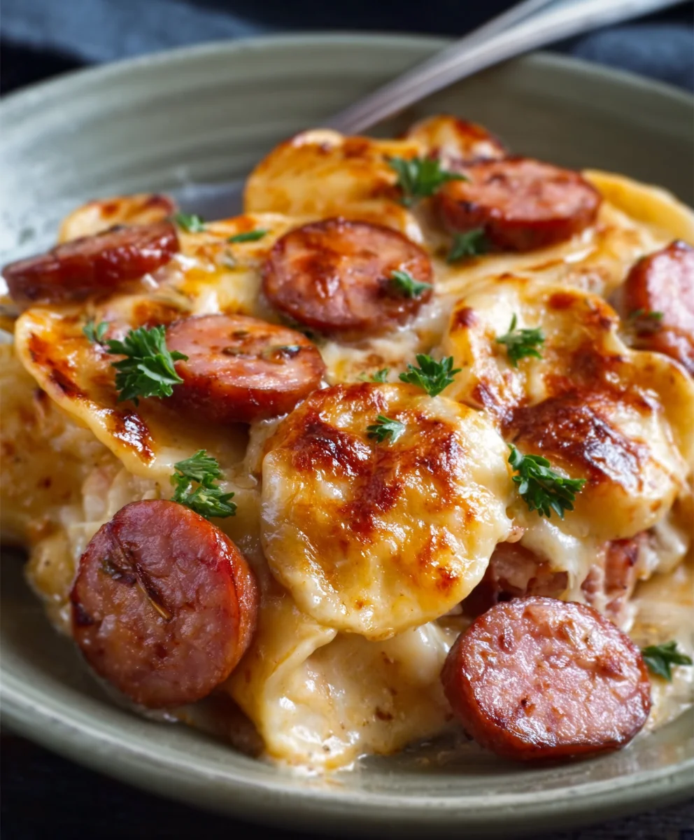Casserole Pierogis & Saucisse de Bœuf Mijoteuse