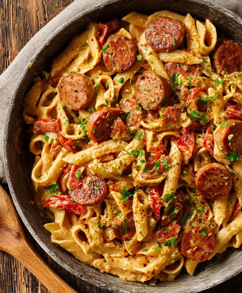 Pâtes crémeuses aux saucisses de bœuf Cajun : Recette facile