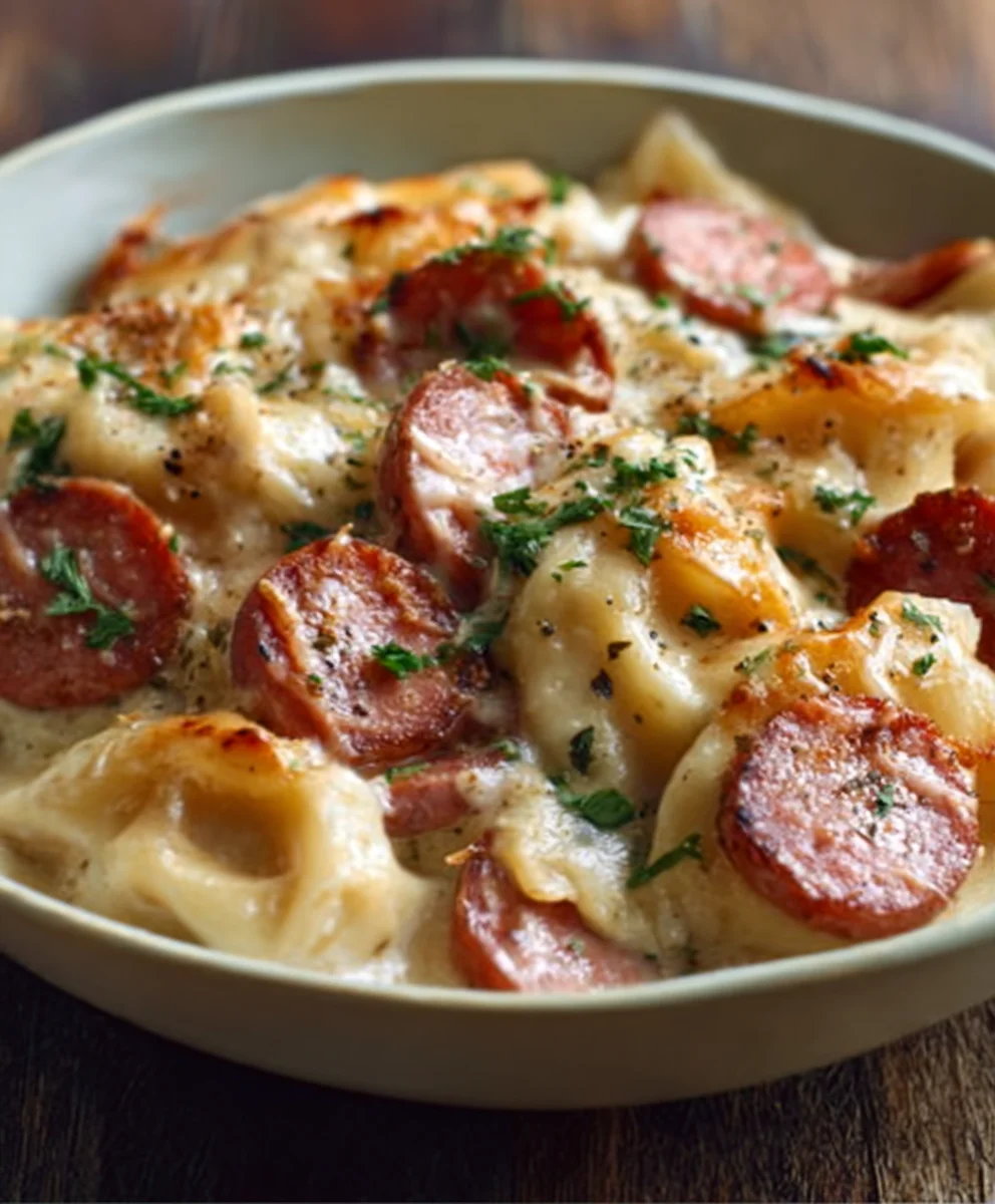 Succulente Casserole Pierogis & Saucisse de Bœuf Mijoteuse