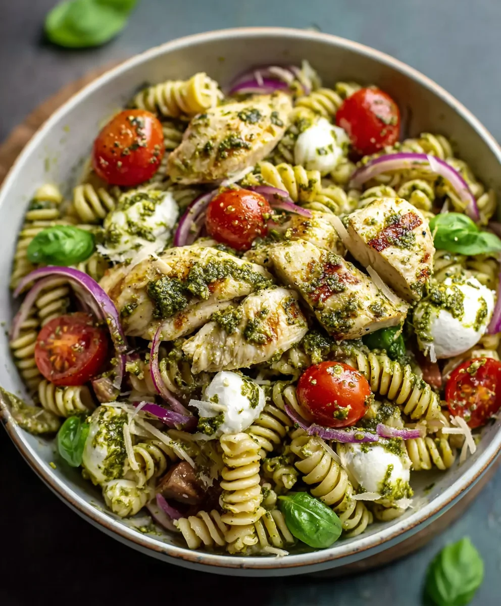Délicieuse Salade de Pâtes au Poulet Pesto Facile & Fraîche