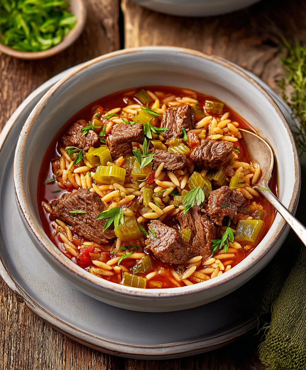 Ragoût Bœuf Céleri Orzo: Savoureux & Réconfortant pour Tous