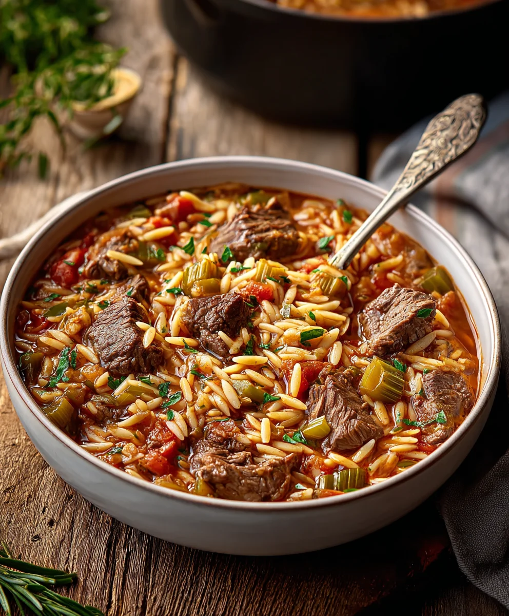 Ragoût Bœuf Céleri Orzo: Savoureux & Réconfortant pour Tous