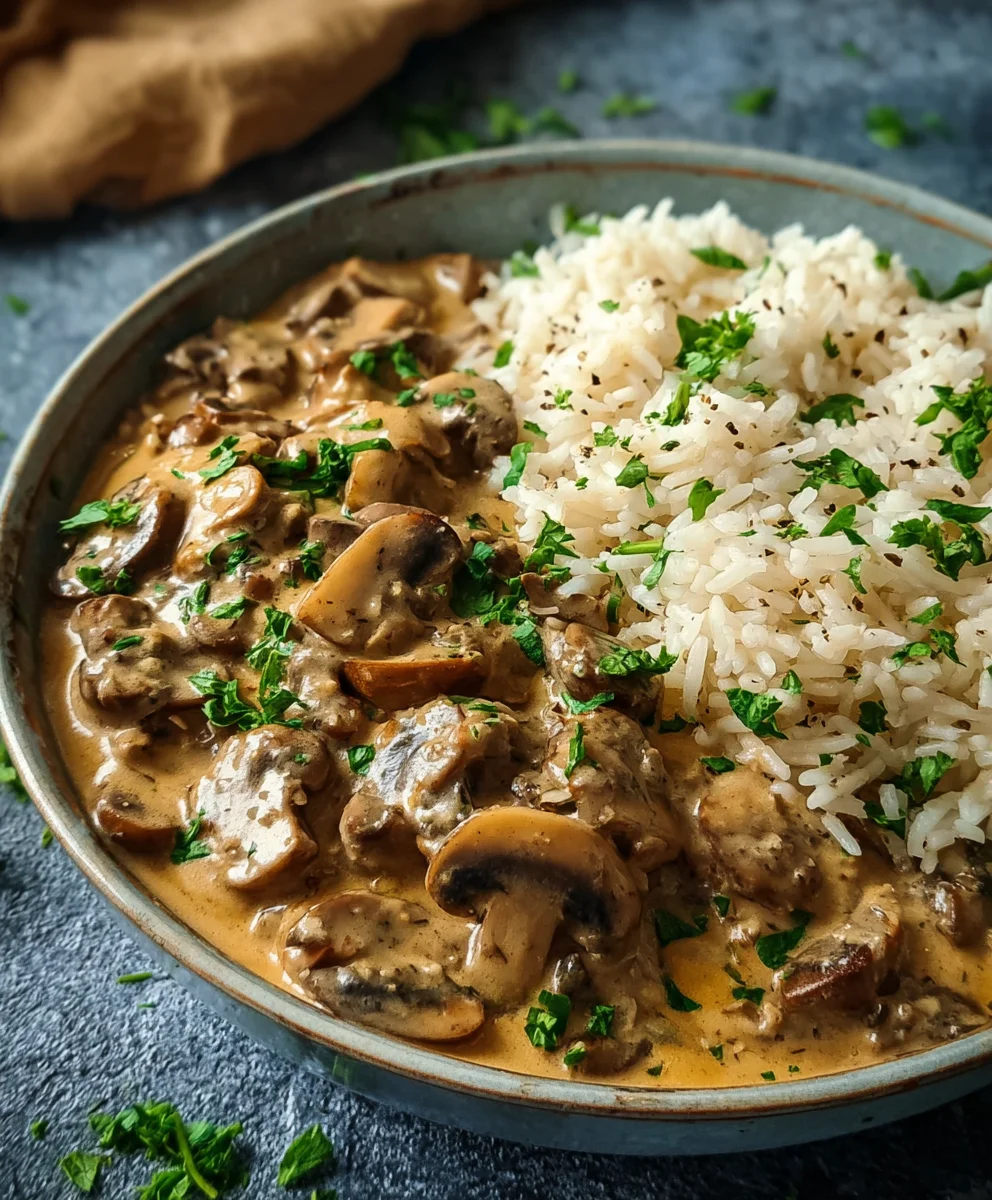 Stroganoff Boeuf Champignons Riz Complet Facile