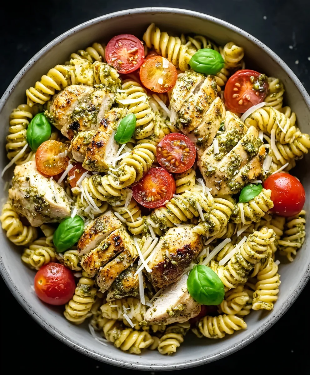 Pâtes Poulet Pesto Faciles min (Rapide)