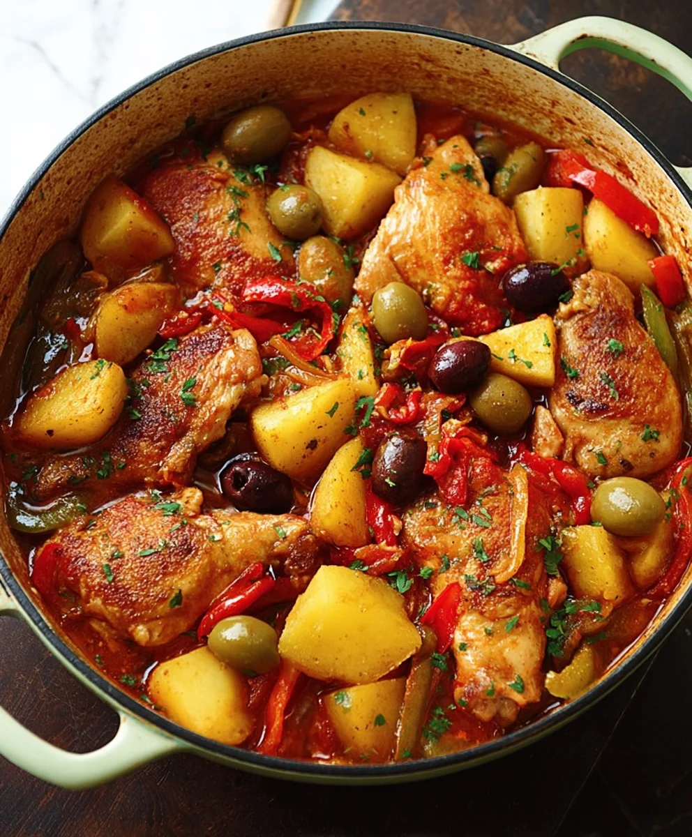 Poulet & Poivrons : Pommes de Terre Olives Sauce Tomate Facile