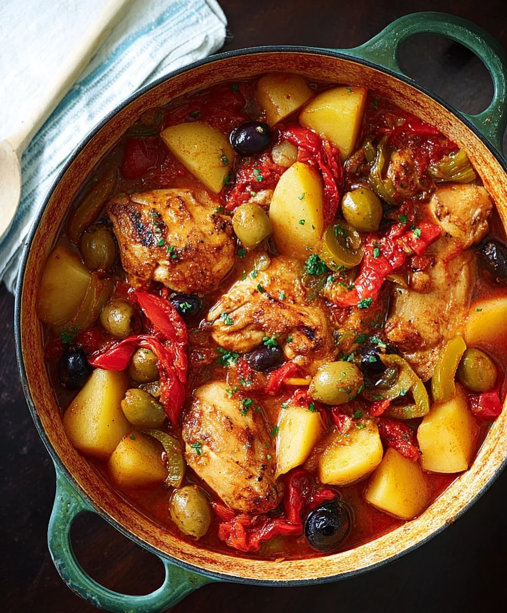 Poulet & Poivrons : Pommes de Terre Olives Sauce Tomate Facile