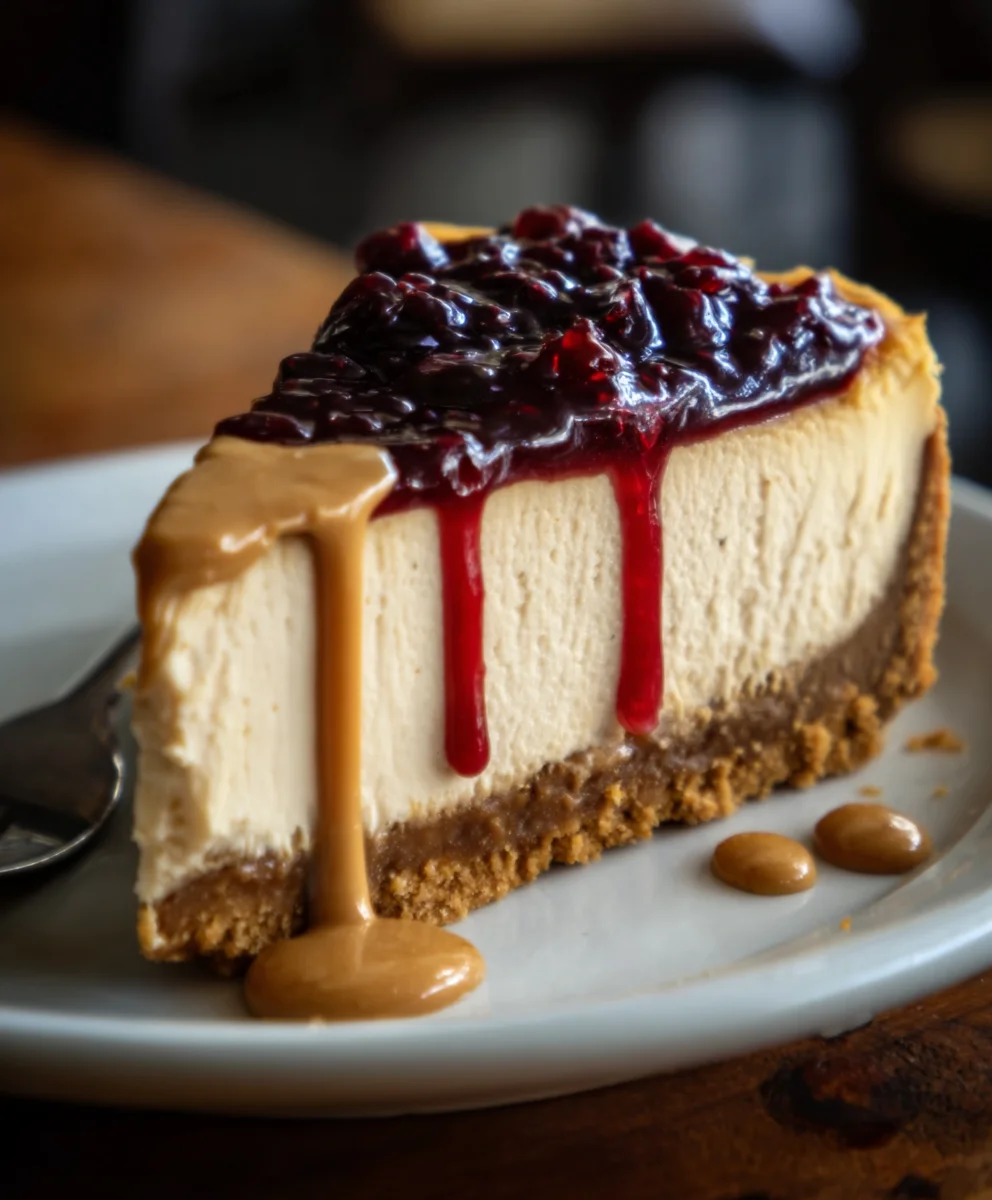 Peanut Butter Jelly Cheesecake - Fun Classic Dessert